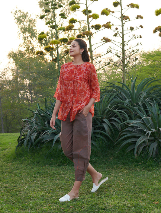 Joy Ornage Floral Top Set (Set of 2)