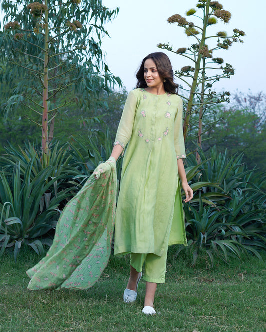 Rosy Greeen Kurta-Set (Set of 3)