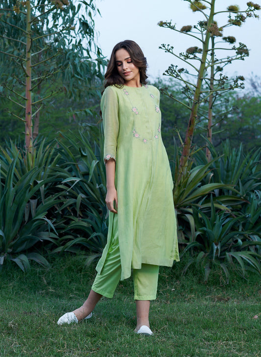 Rosy Greeen Kurta-Set (Set of 3)
