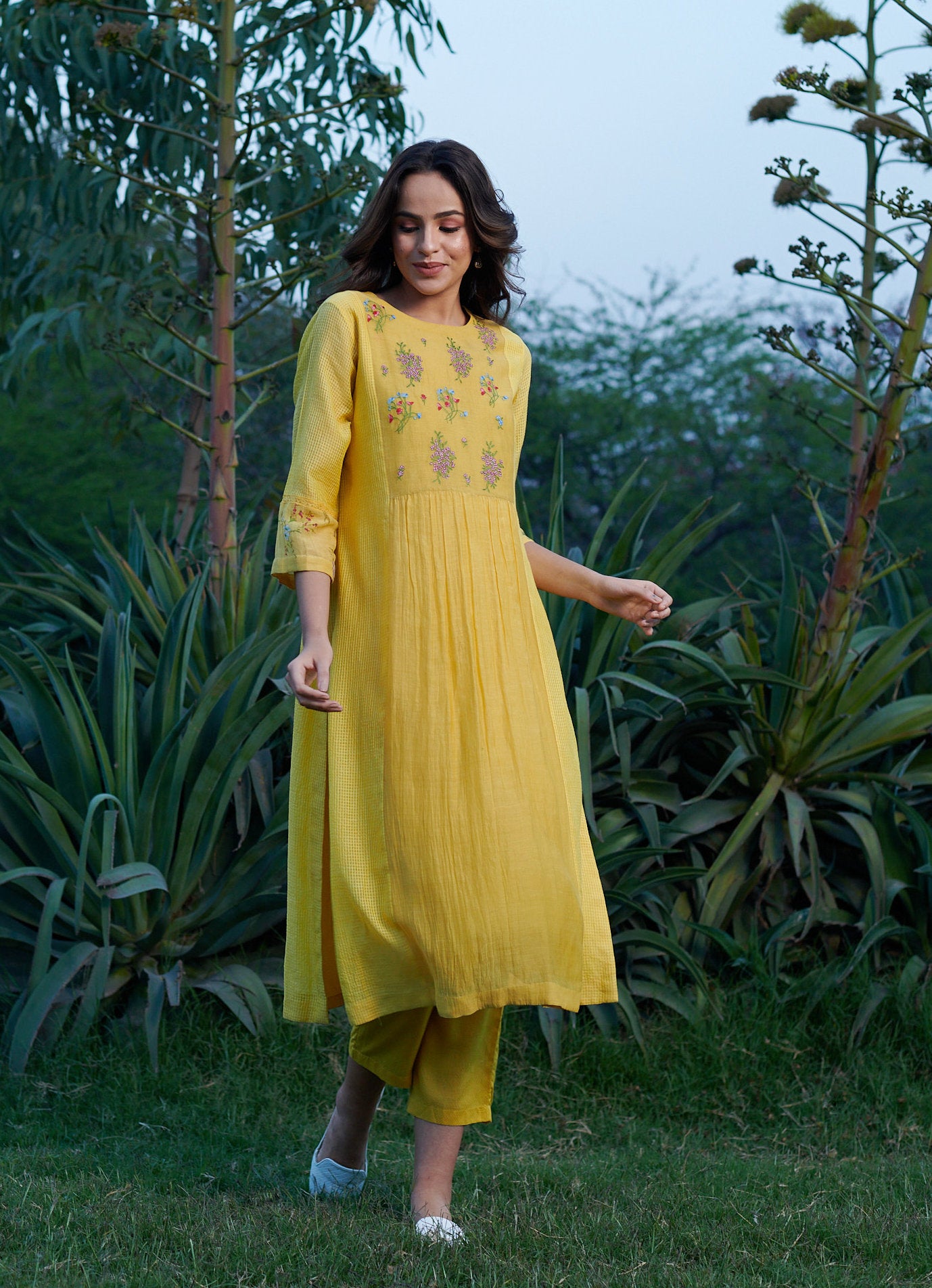 Blossom  Yellow  Kurta-Set (Set of 3)