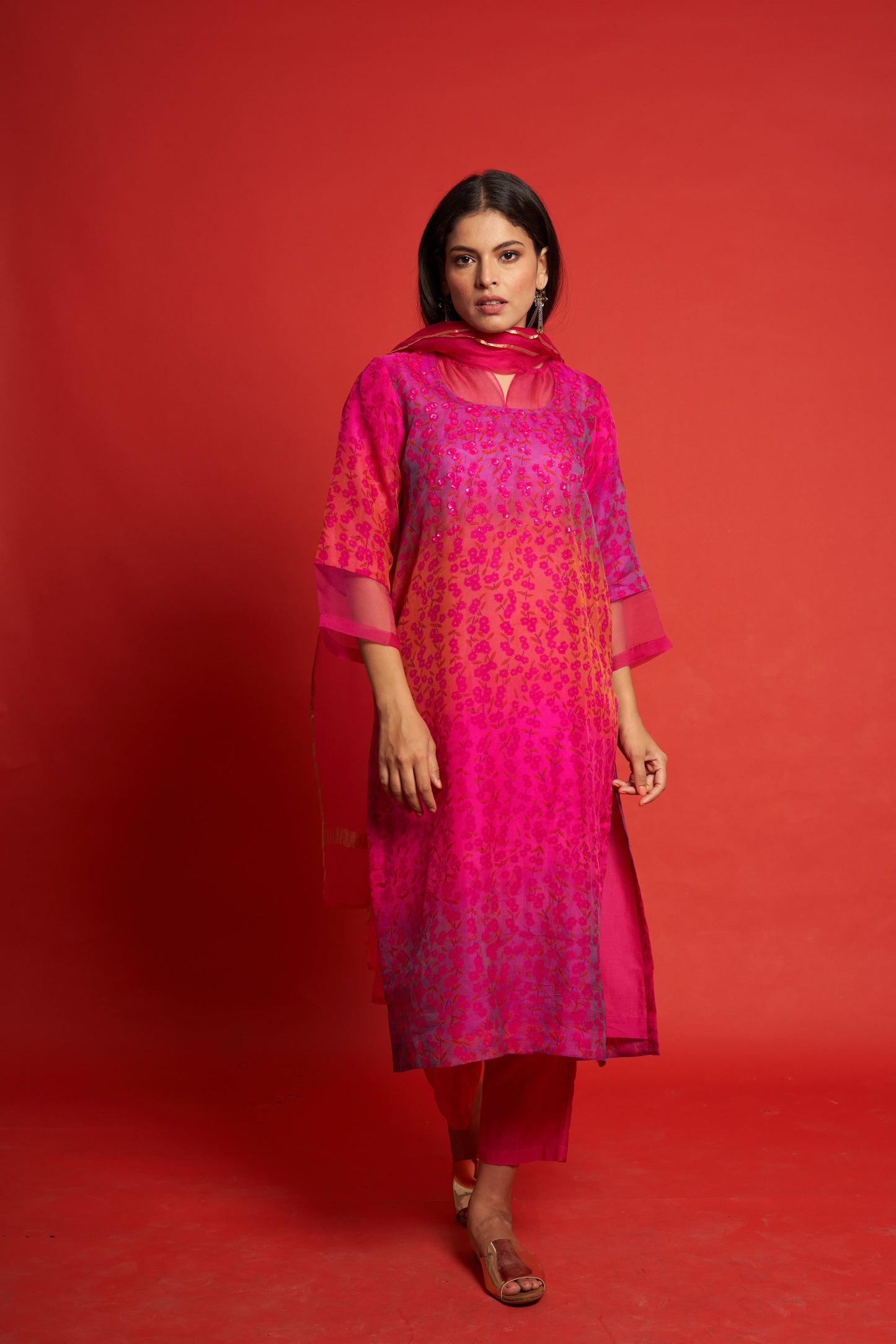 Primrose Magenta Kurta Set (Set of 3)