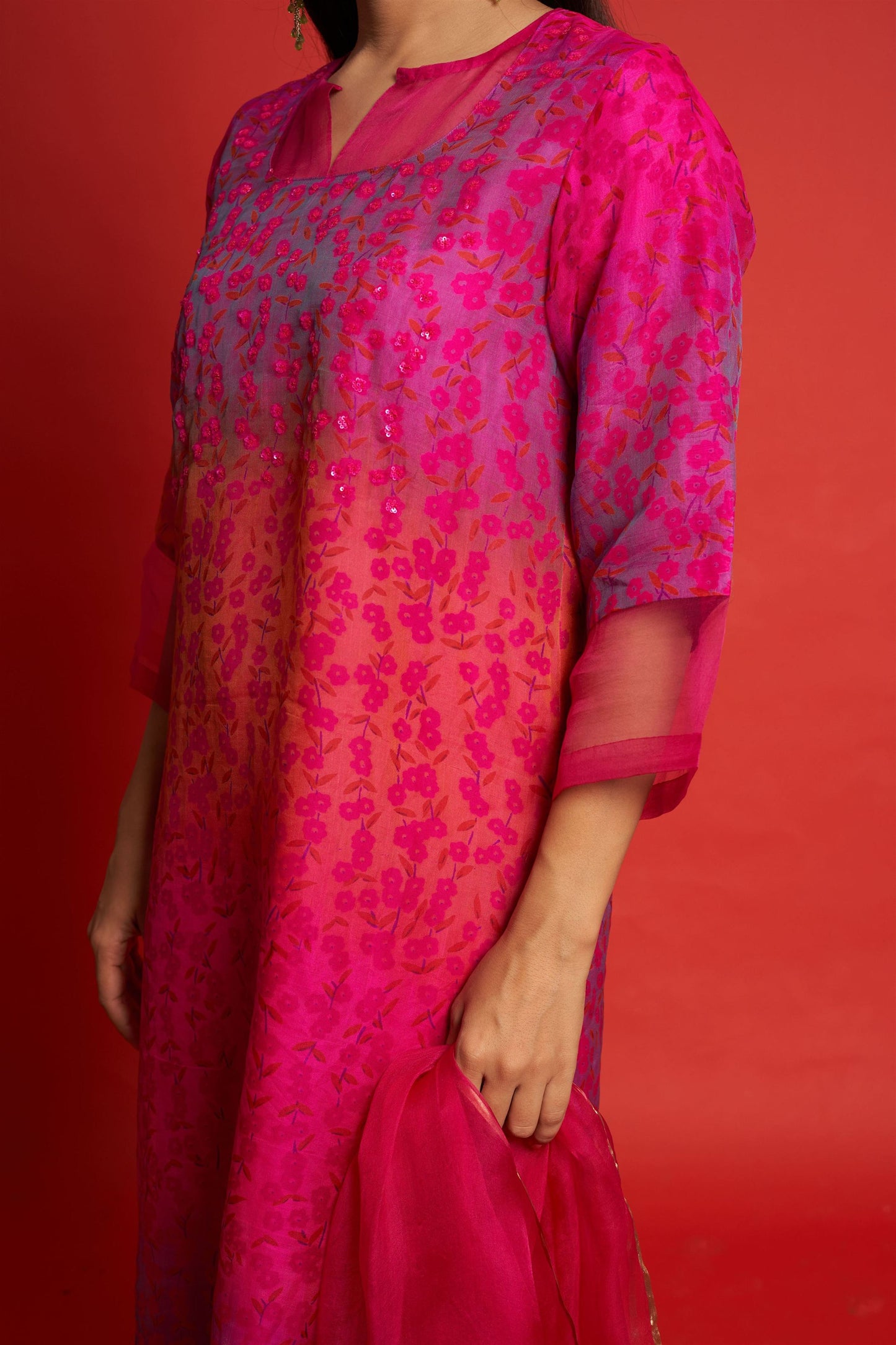 Primrose Magenta Kurta Set (Set of 3)