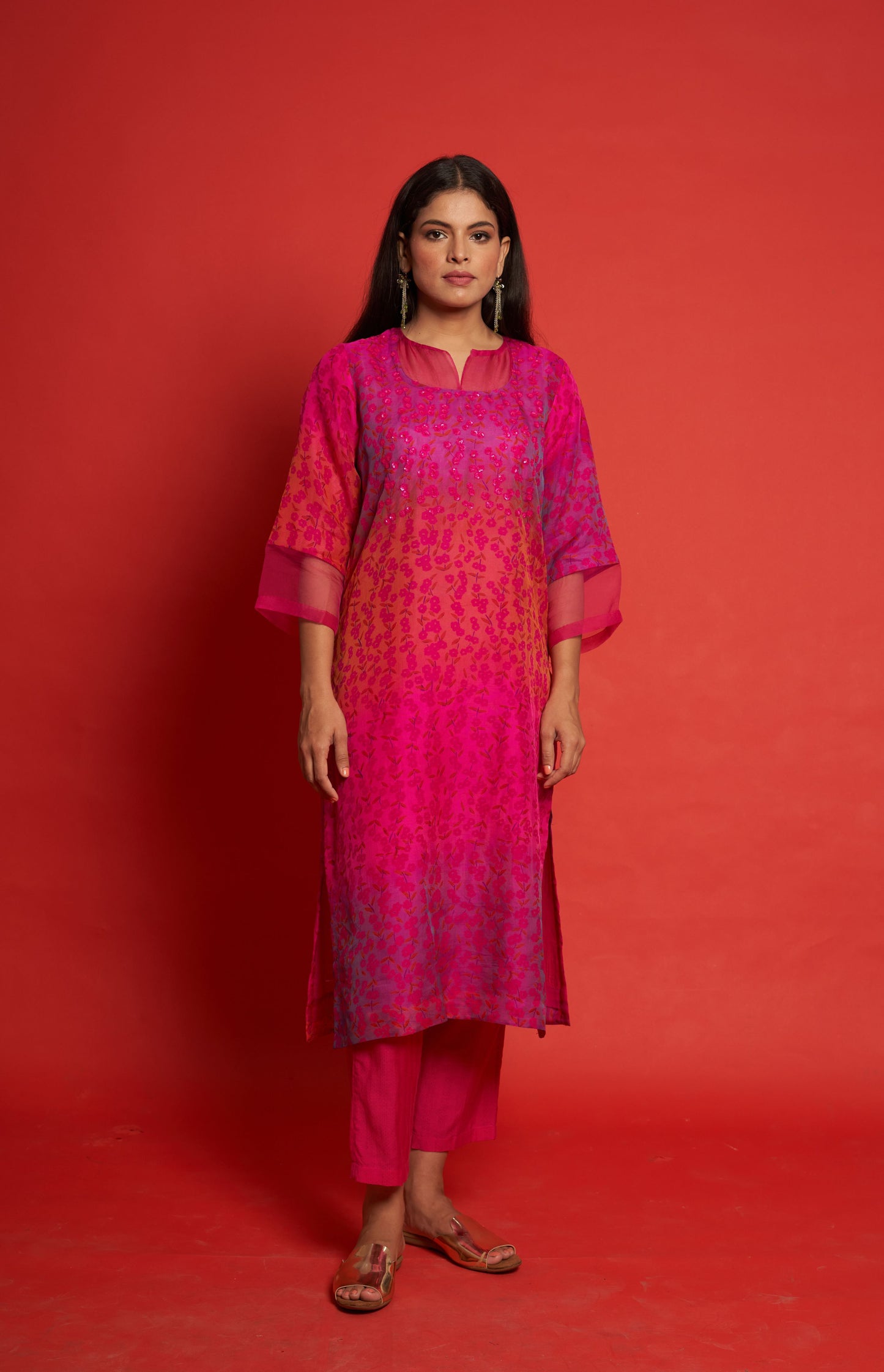 Primrose Magenta Kurta Set (Set of 3)