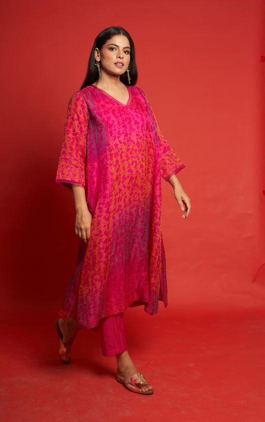 Pansy Magenta Kurta Set (Set of 3)