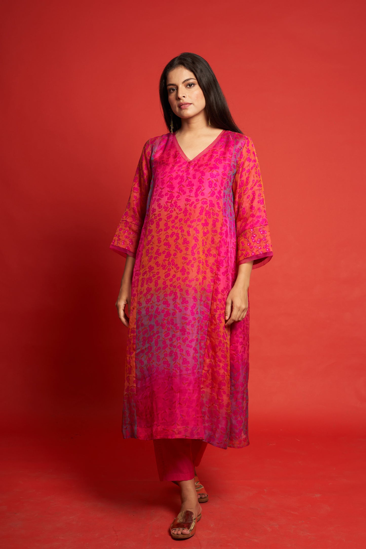 Pansy Magenta Kurta Set (Set of 3)