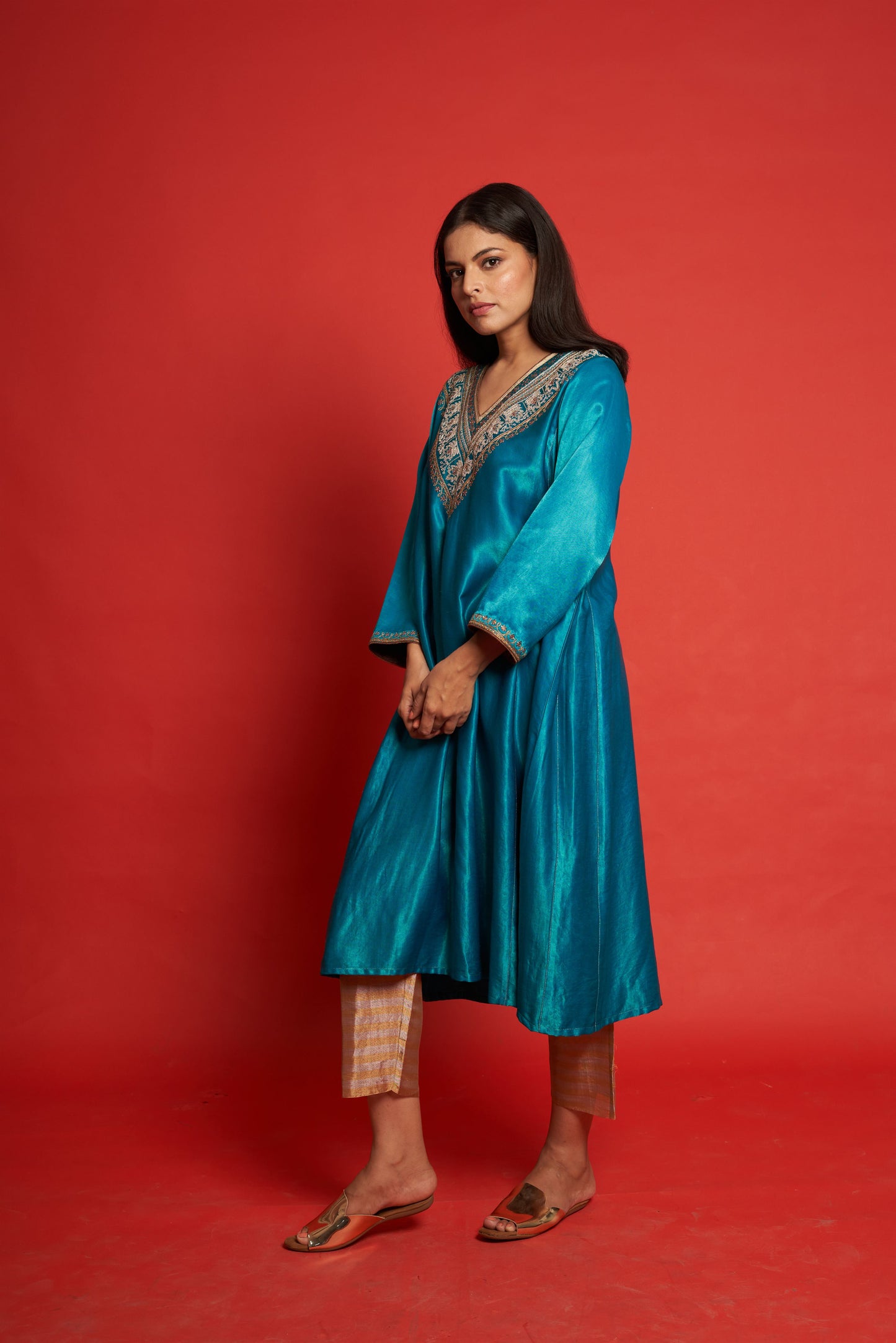 Blue Fountain Teal Kurta Set (Set of 2)