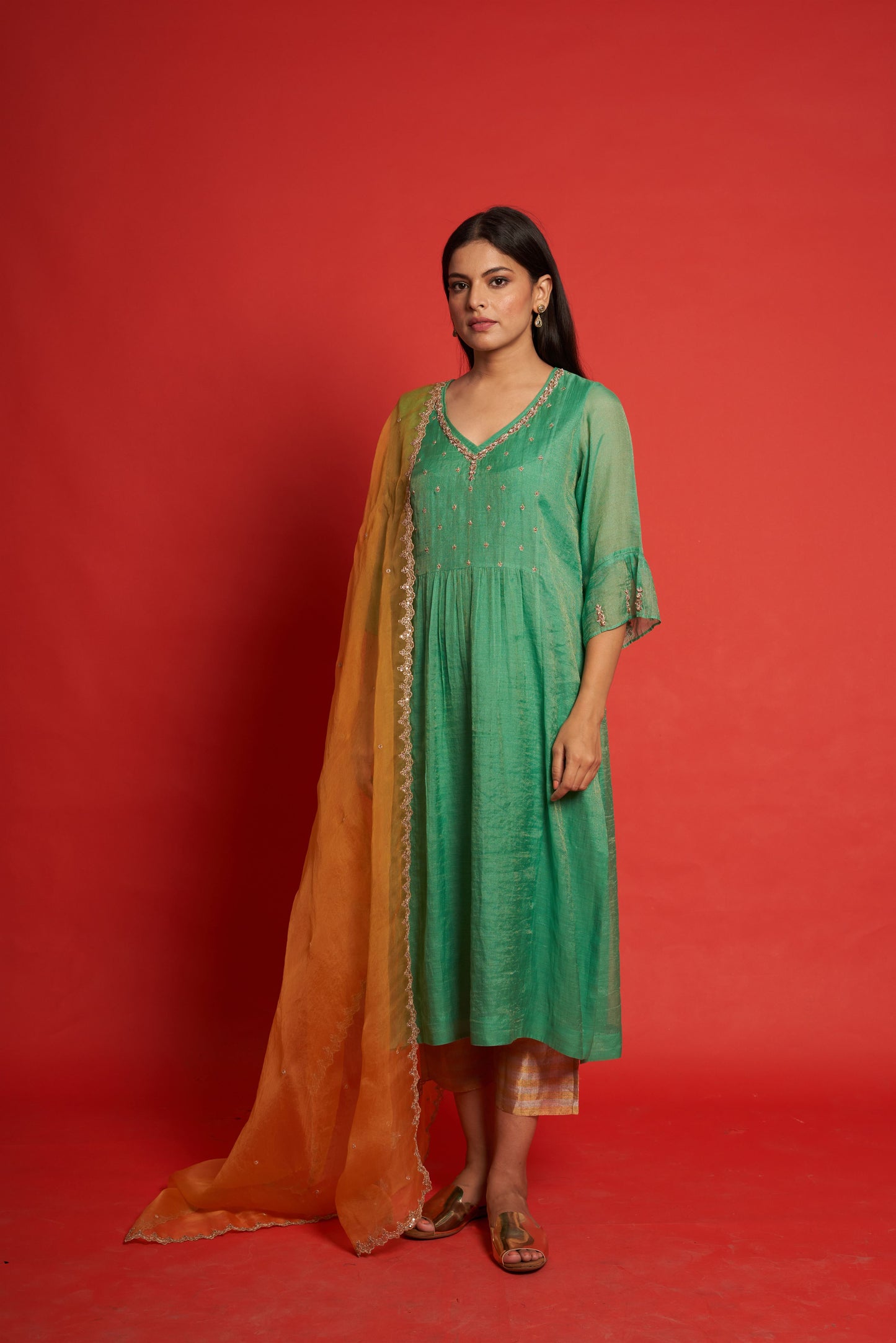 Magnolia Emerald Kurta Set (Set of 3)