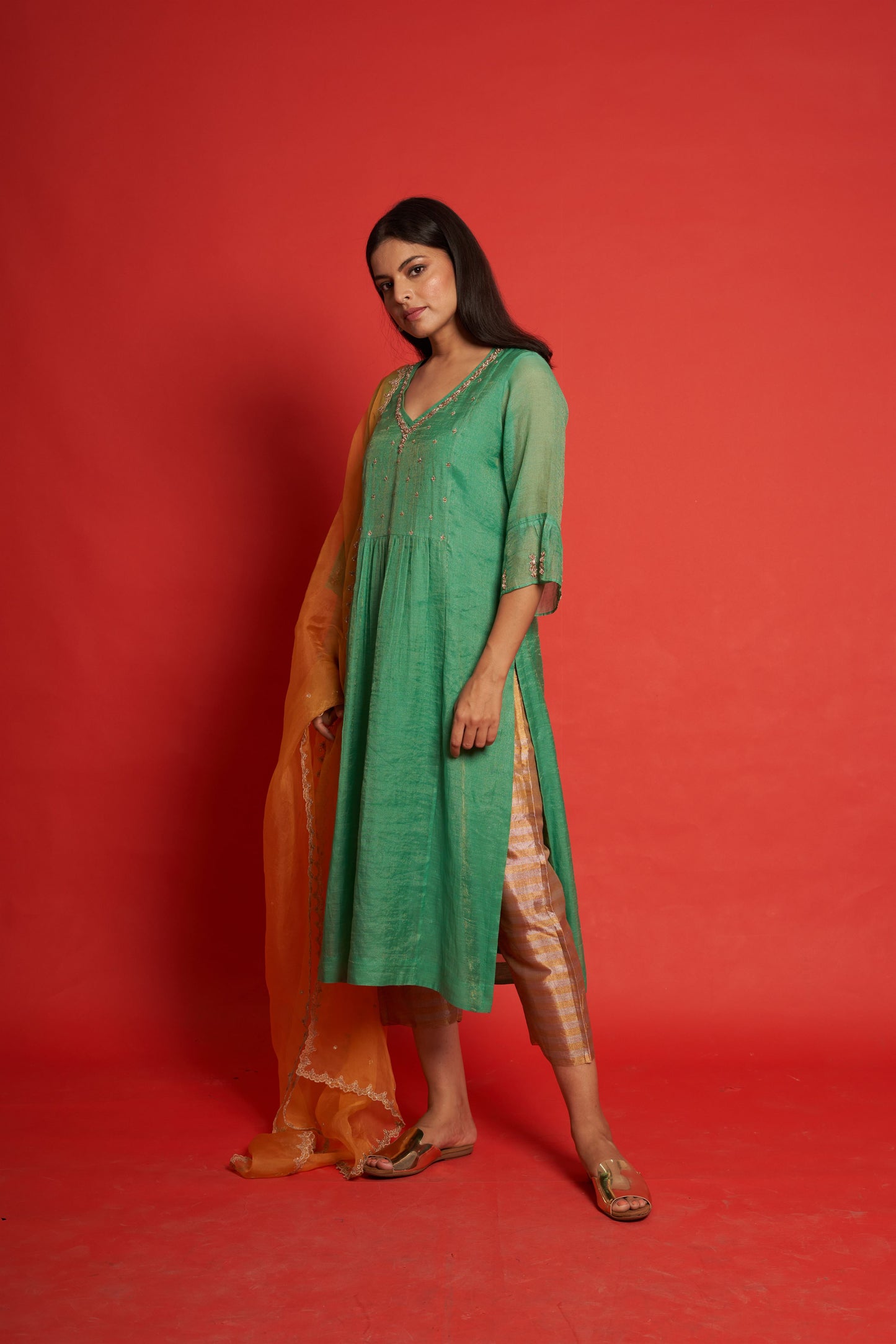 Magnolia Emerald Kurta Set (Set of 3)