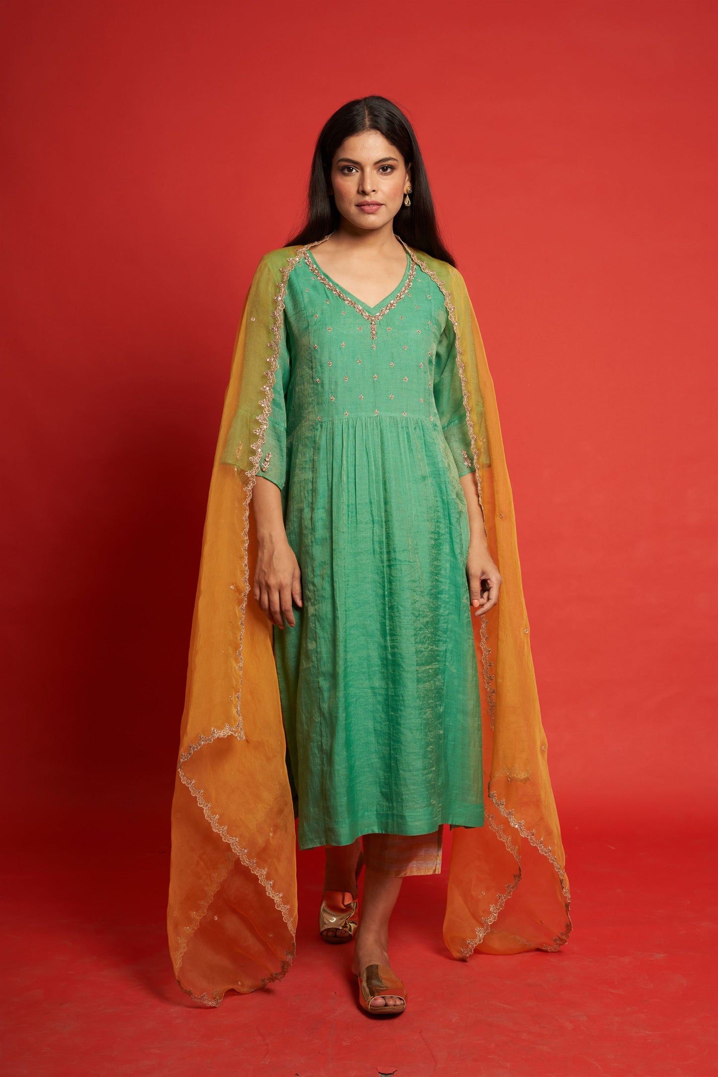 Magnolia Emerald Kurta Set (Set of 3)