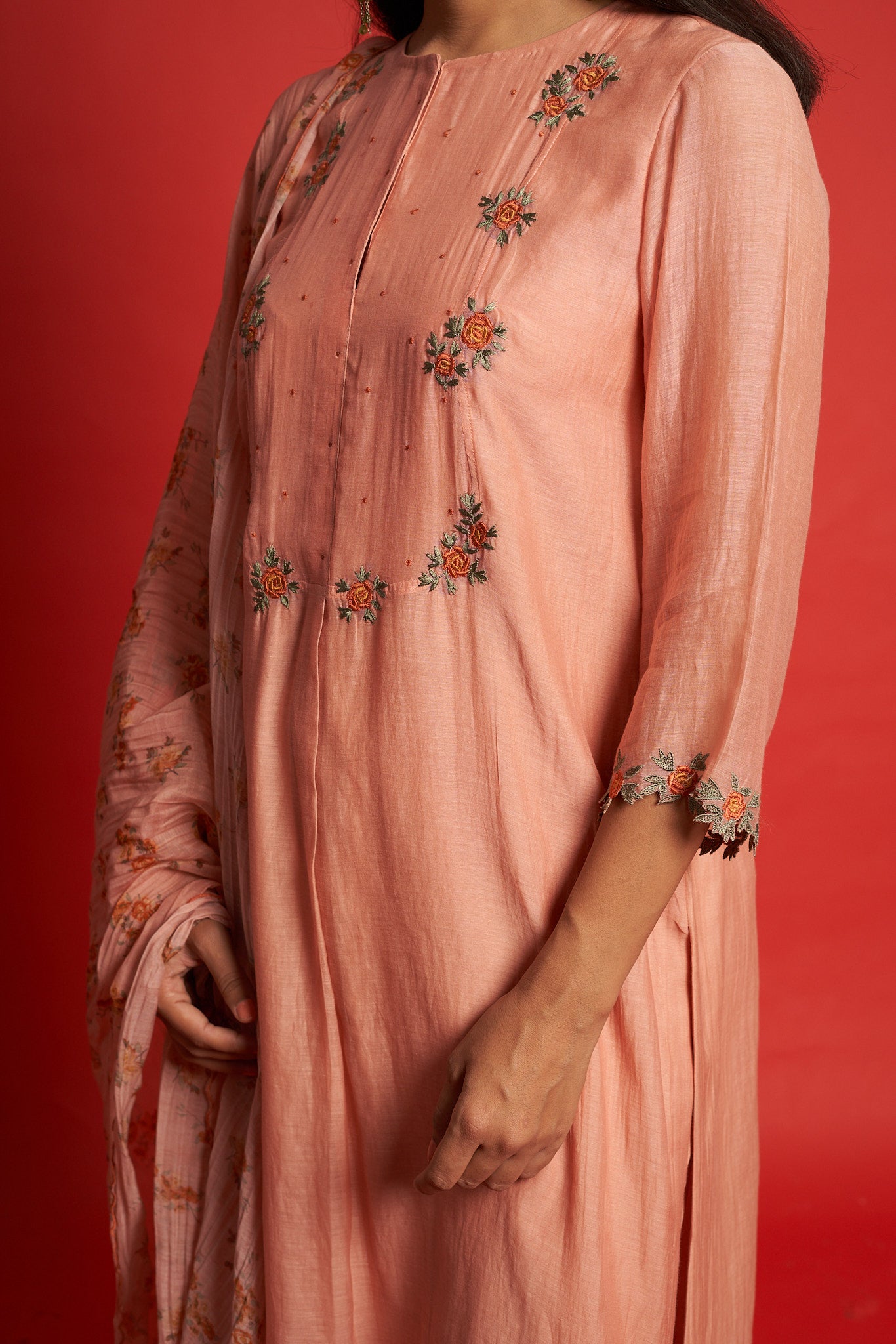 Rosy  Peach  Kurta-Set (Set of 3)