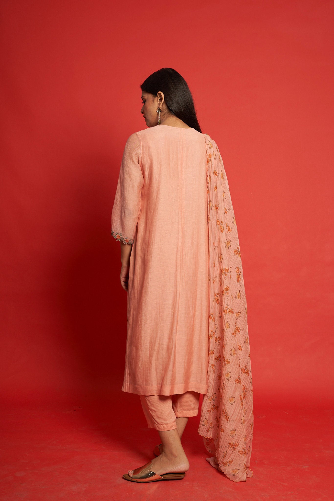 Rosy  Peach  Kurta-Set (Set of 3)