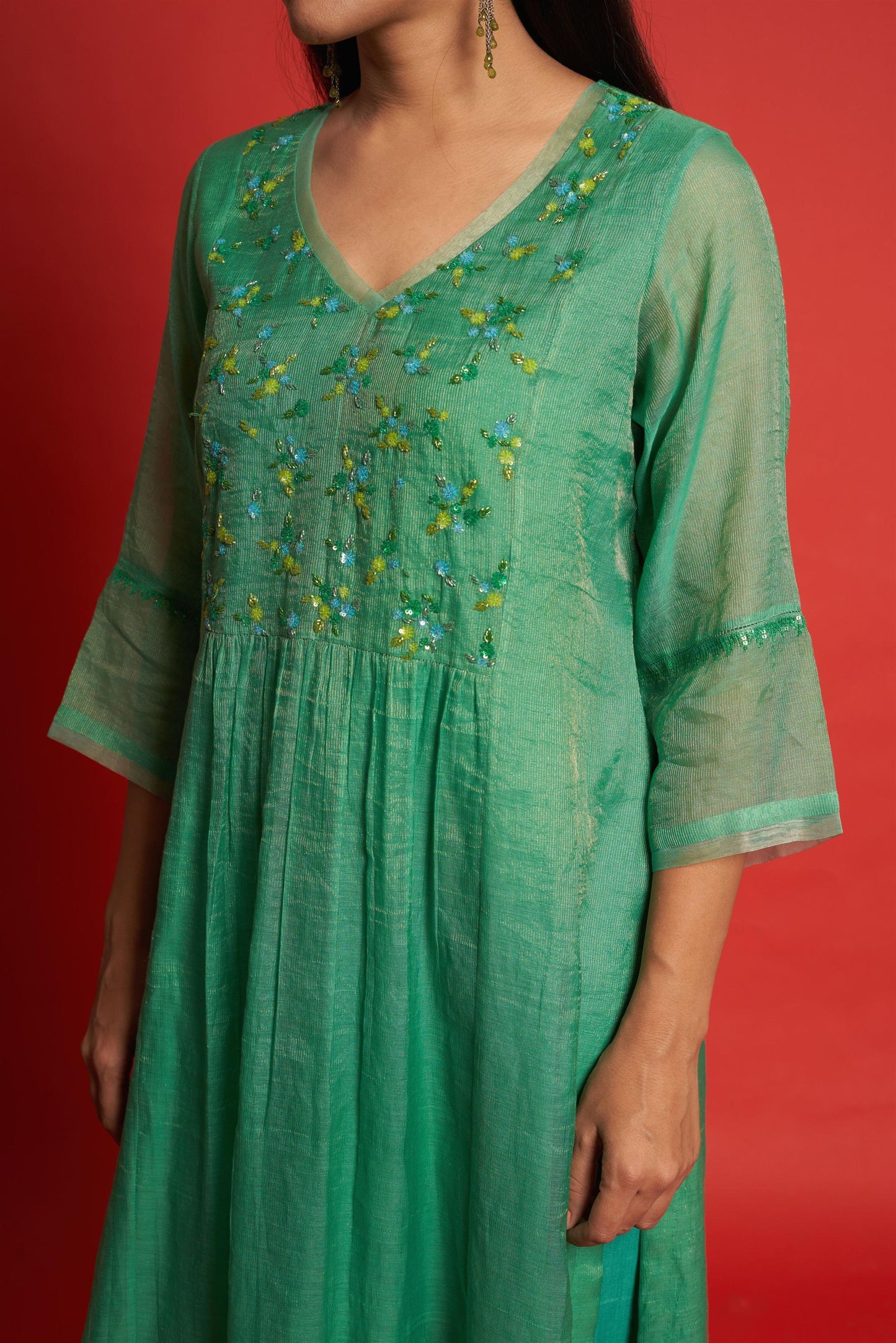 Daisy Emerald Kurta Set (Set of 3)