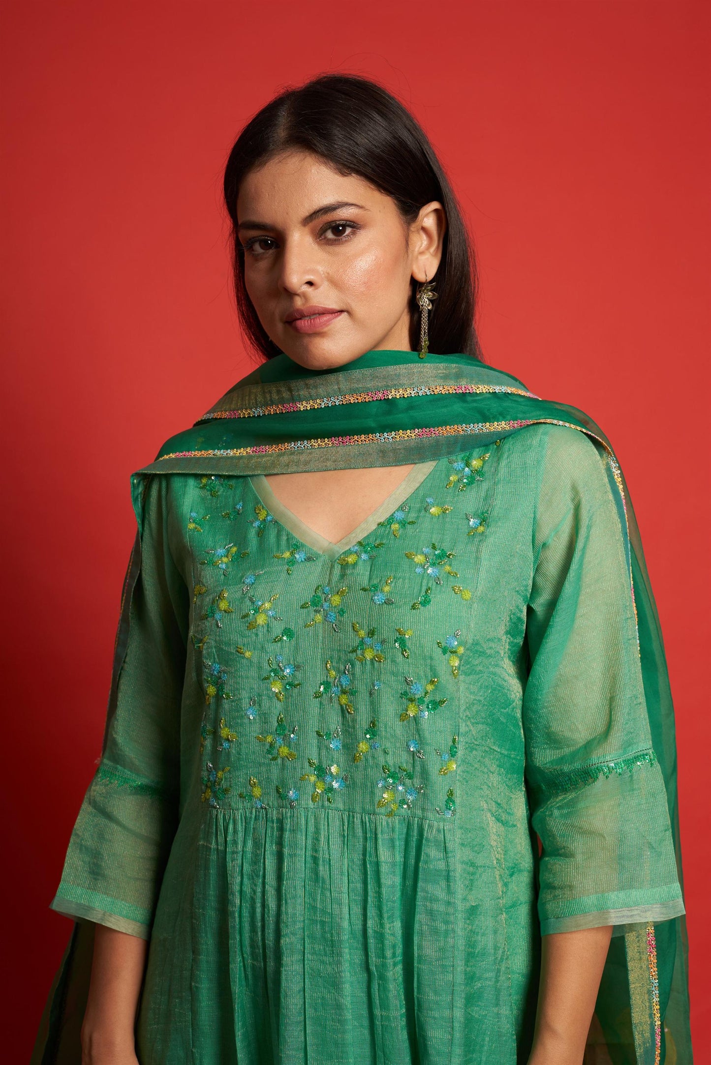 Daisy Emerald Kurta Set (Set of 3)