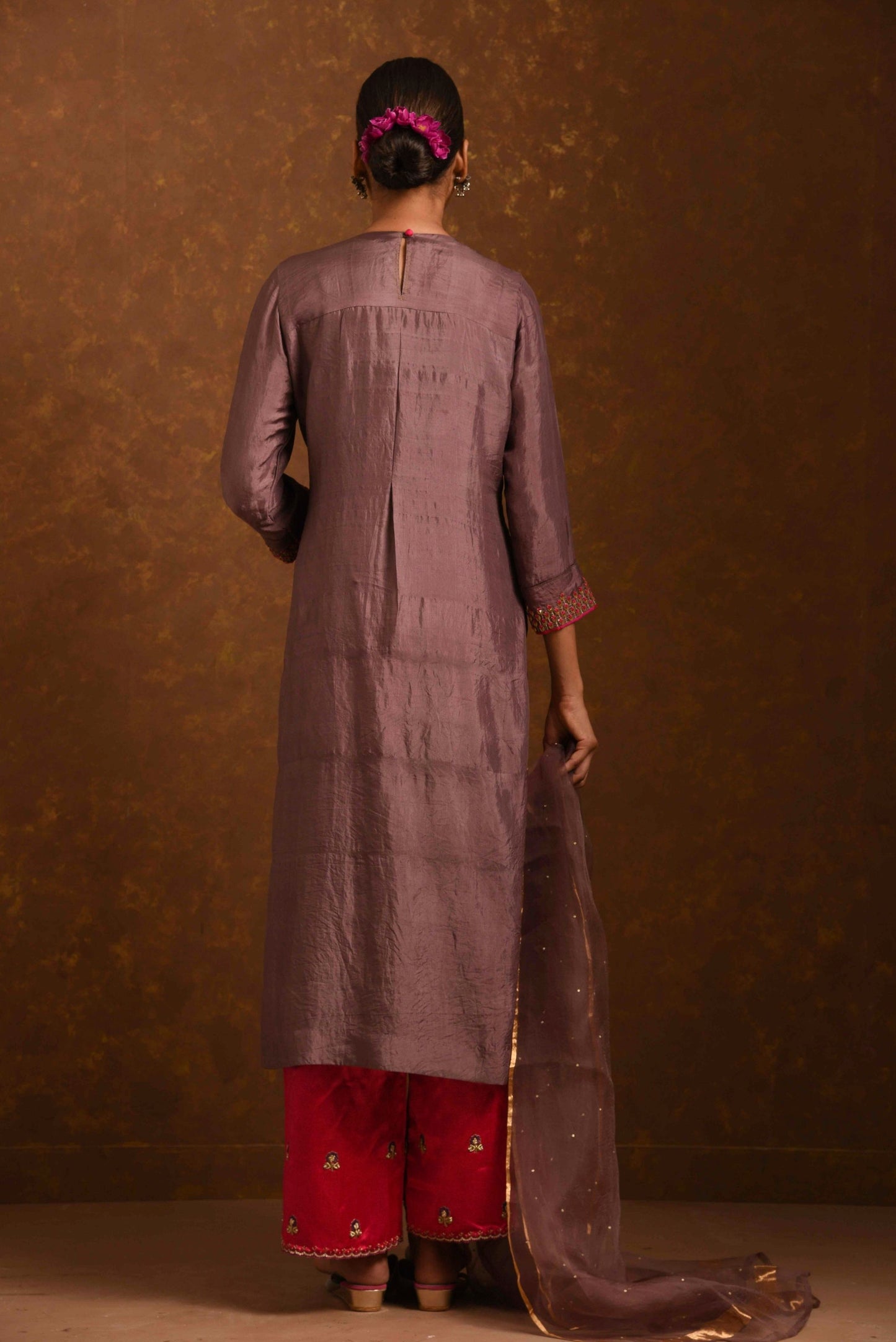 Ruhani Mocha-Pink Kurta (Set of 3)