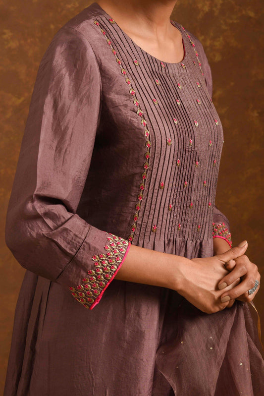 Ruhani Mocha-Pink Kurta (Set of 3)